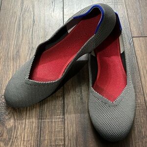 ROTHYS The Flat Pebble Gray Knit Rounded Toe Ballet Flats Slip On Shoes Size 9.5